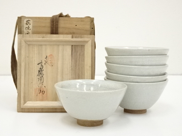 JAPANESE TEA CEREMONY / HAGI WARE TEA BOWL CHAWAN / SET OF 6
